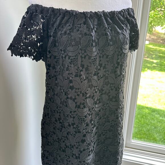 Ralph‎ Lauren Lace Off Shoulder Cocktail Formal Shift Knee Stretch Dress Sz 2 - Picture 6 of 11
